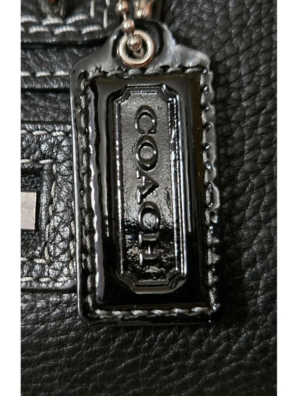 Coach Black Pebbled Leather Satchel Handbag with Silver Hardware
